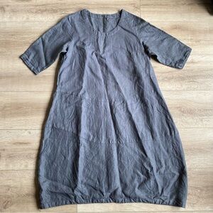 Kaguraya dress 100% linen Hemp minimalist grey